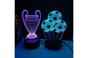 3D Visual Effect Championship Cup Night Light Football Clubs 3D Lamp Football Player Ronaldo 3D Illusion Lamp EUROPEAN CUP Lamp