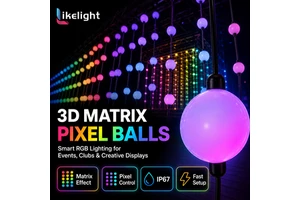 OEM ODM High Brightness 3D RGB Pixel Ball String 35mm 50mm 24V GS8206 IP67 Led Curtain Lighting for Building Facade Scheme