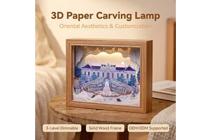 Laser Cut Paper Carving Lamp Frame Creative 3D Paper Art Night Light For Bedroom Decor