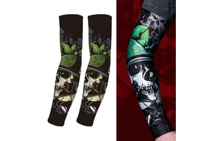 Custom UPF50+ Seamless Eco-Friendly Tattoo Ice Silk Arm Sleeves Sun Protection Cycling Running Team Outdoor Sports Moisture