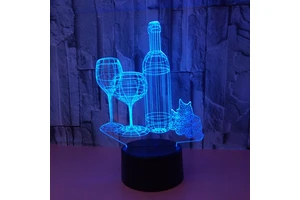 Wine Cup Bottle 3D RGB LED Lamp Battery 3D Illusion Night Light Luminaria Wine Bar Decoration 7 Color Change Table Lamp