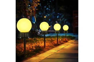 Solar Lawn Lamp Outdoor Courtyard LED Waterproof Ground Plug Garden Landscape Globe Lamp Set of 2 Pieces