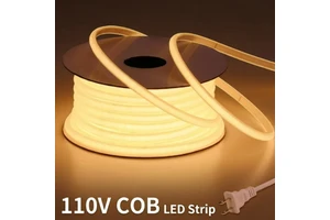 LED Strip Light 110V Voltage IP68 Waterproof COB Strip Flexible Plug-and-Play Outdoor Building Contour Lighting