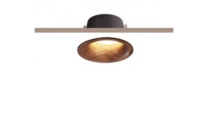 Midi-Modern Style Curved Aluminum LED Spotlight Recessed Walnut Grain Anti-Glare Living Room Eye-Care Downlight COB Light Source