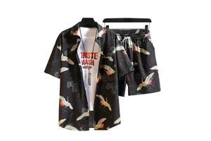 OEM Custom Made Logo Heat-Transfer Printing Design Elastic Waist Casual Outdoor Wear Custom Men Half Sleeves Summer Sets Quick
