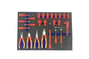 NAN-YU 25Pieces VDE Insulation Tools Set High Voltage Socket Wrench Pliers Hand Tools Set