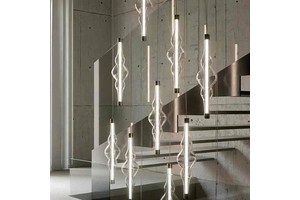 Nordic Creative Glass Horizontal Vertical Pendant Light Modern Minimalist Long Strip Chandelier Indoor Energy Saving Adjustable