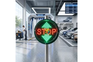 IP65 Green Round LED Arrow Light Tube Car Wash 4S Workshop Direction Indicator Lamp Auto Garage Safety Guide Signal Light