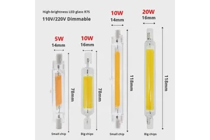 High Brightness R7S LED Light Glass Model COB Double-Ended Horizontal Insert Light 78mm 118mm 189mm AC110V AC220V