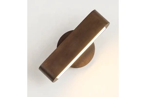 LED Modern Rectangular Solid Wood Acrylic Night Light 360 Degrees Rotating Reading Lamps for Home Office Bedroom Wall Lamps