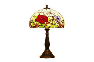 Stained Glass Lamp Morning Glory Colored Glass Table Lamp European Pastoral Style Living Room Study Office Bedroom Bedside Lamp