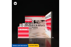 AENW 3x3m Foldable Portable Modular Dye Sublimation Backlit Exhibition Booth Integrated Storage Shelves 4-Sided Glowing Archway