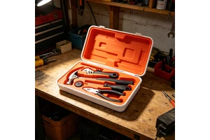 Compact Storage Box Tool Kit With Essential Hand Tools Perfect for Car Emergency Repairs and Small Scale Construction
