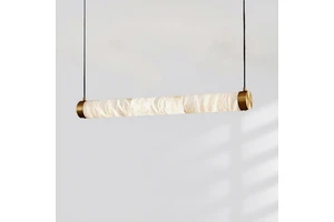 Luxury Modern Alabaster Marble Horizontal LED Pendant Light for Dining Room