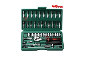 46pcs Hand Tool Kit 1\\/4\\\" 1\\/2\\\" Socket Wrench Spanner Set Auto Repair Tool Kit