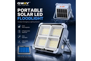 Portable Solar LED Floodlight with Side Spotlight 288 LEDs Rechargeable Outdoor Camping Emergency Light with USB Charging