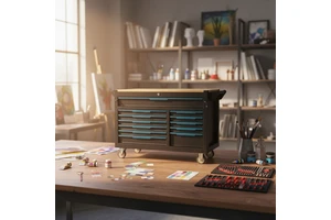 Professional Drawer Tool Box With Wheels Lockable Heavy Duty Iron Toolbox Blue Steel 420pcs Auto Repair Workshop Tool Set