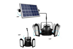 60 LED 3 Leaf Solar Shed Light with Panels Waterproof Solar Hanging Lamp Garage/Shed/Barn/Ceiling Canopy Light