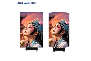 2026 Hot Selling Portable Three Fold Movable Double-sided Indoor HD LED Poster Display Screen for Exhibition Halls
