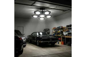 LED Garage Light 120W E27 Deformable Ceiling Bulb Black Super Bright Foldable High Bay Workshop Industrial Store Lamp Cool White