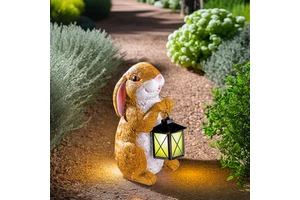Easter Resin Fluorescence Rabbit Garden Lantern Lamp Solar Garden Decoration Yard Lawn Ornament Garden Gift Sculpture