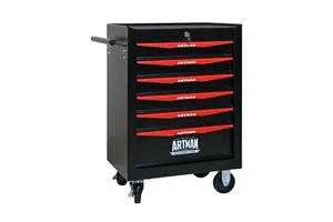 Artman 6 Drawer Rolling Tool Chest Cabinet 20 Inch Steel Storage Box Organizer with Ball Bearing Slides Industrial Style