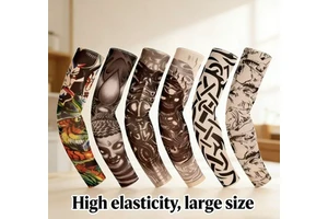Fashion Flower Plus Size Seamless Outdoor Cycling Tattoo Sleeve Heat-Transfer Printing Nylon+Spandex Material Unisex Four Season