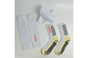 Cmax Crew Knitted Compression Sleeves & Long Soccer Grip Socks Set-Eco-Friendly Breathable Spring Anti-Slip