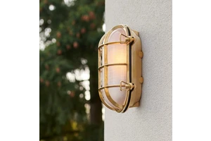 75W Oval Partition Wall Light Cast Copper Fixture Frosted Prism Glass Shade with Controllable