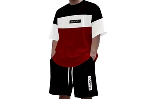 Men's Summer Casual Set Short Sleeve T-Shirt Heat-Transfer Printed Breathable Quick-Dry Eco-Friendly Knitted 220gsm Shorts Made