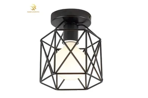 Nordic Minimalist Modern Industrial Style Hexagon Iron Shade E27 LED Light IP65 Hallway for Bedroom Entrance Aisle Porch AC