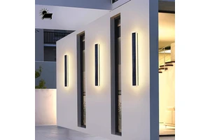 Nordic Modern Decor Long Strip Wall Light 6w 6v Ip65 Solar Powered Outdoor Exterior Linear Strip Wall Lamp