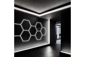 Led Hexagon Garage Lighting Honeycomb Detailing Workshop Ceiling for Car Shop and Multicolored Hexagonal Lights