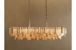 Luxury Minimalist Cascading Linear Crystal Glass Chandelier for Hotel Kitchen Islands Villa Atriums