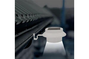 Hangs From Any Gutter Systems, Walls, Sheds White Colored Solar Powered Gutter Light