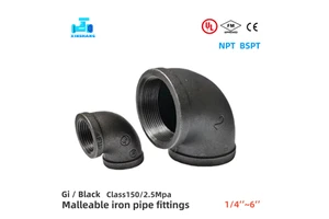 FM UL Wholesale Black Iron Elbow Gi M&F Elbow Tee High-quality Malleable Cast Iron Nipple Pipe Fittings for Gas Oil Plumbings