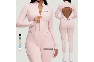 Custom Reversible Breathable Nylon Gym Fitness Set One Piece Yoga Wear Sportswear Bodysuits Women Backless Hollow Full Length