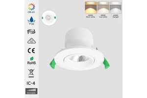 European LED Downlight 8W 12W 3CCT CE Certified IP20 Protection Rating Reflector Cup Dimmable Down Light Aluminum Home Hotel