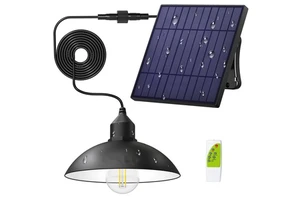 Solar Panel LED Pendant Barn Light IP65 Waterproof Warm/Cool White 3000K Stainless Steel Garden Sheds Barn Outdoor Use