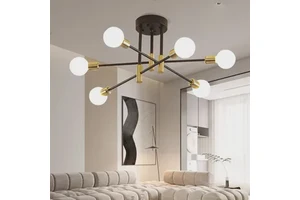 Modern Chandelier Decor Home Lighting Fixture Retro Industrial Wrought Iron LED Ceiling Lamp E27 Light Living Room