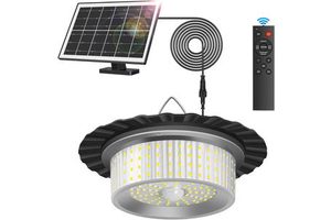 Outdoor Indoor Solar Power Ceiling Shed Light 244 LED 360 Lighting Motion Sensor Pendant Light IP65 Waterproof Dimmable Remote