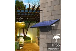 Dual Head Solar Pendant Light 1-to-2 Split 32 LED 5500mAh LiFePO4 Battery Always on Outdoor Hanging Shed Lamp for Gazebo