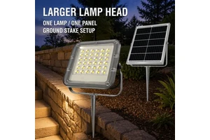 LED Solar Flood Light Reflective Cup Light-sensitive Control Big Solar Panel Long Lasting 10-12 Hours Aluminum+Glass for Garden