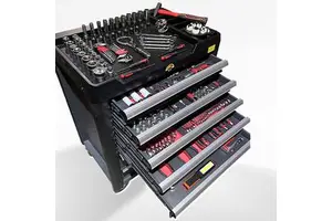 7 Drawer Lockable Black Steel 252pcs Tool Set Heavy Duty Iron Toolbox for Auto Repair Workshop OEM/ OBM