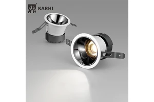 Karhi Narrow Trim Die-Casting Aluminium Cutout 55 8W Black Chrome White Baffle Light Led Cob Downlight Adjust Down Lights Design