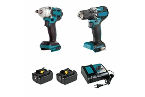 MKT 18V Combo Kit Cordless Brushless Drill Impact Wrench Tool Set with 6.0Ah Lithium Battery & Charger