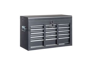 Black Iron Tool Box 485X410X300 Mm 6 Compartments Dustproof Keyed Lock Garage Storage 10-20L Capacity
