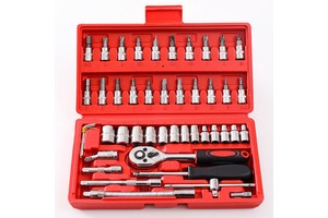 Multifunctional 46-Piece Hand Operated 108-in-1 Tool Box Set with Hard Case for Car Motorcycle Repair and Household Use