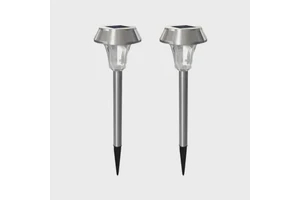 luces led solares para csped, 6500k, 2 piezas, iluminacin eficiente y decorativa para exteriores y jardines.