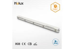 180lm/W 8300lm IES LDT Available 7-Year IP65 IK08 47W 3CCT Anti-Yellowing PC Factory Warehouse LED Tri-proof Light CE CB RoHS